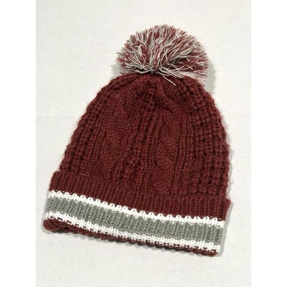‘47St. Joseph High School Football Red White and Grey Knit Beanie with Pom Pom - Picture 3 of 7